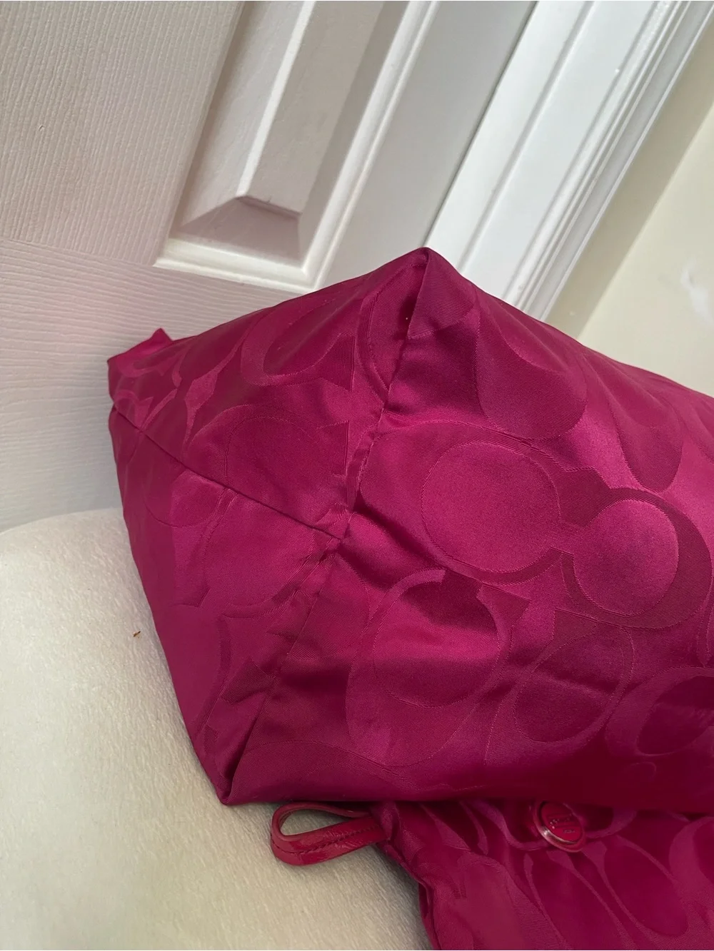 Coach Fuchsia Signature Nylon Getaway packable weekender Tote